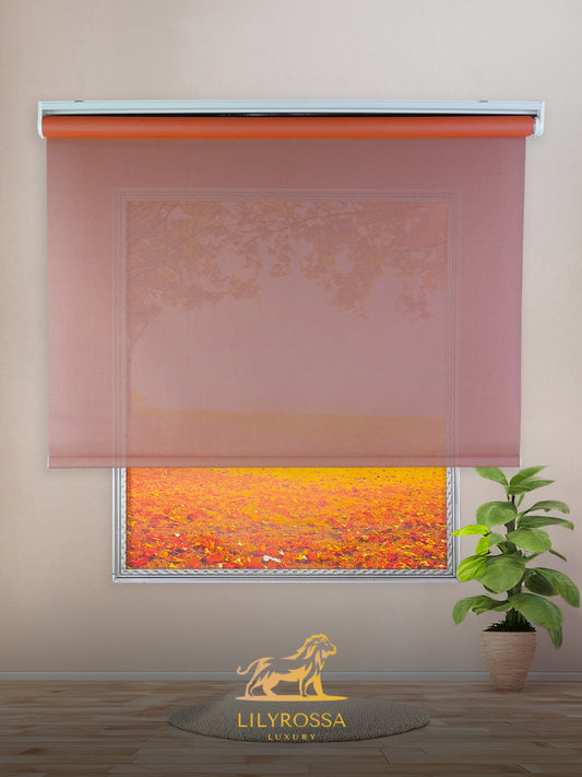 ORANGE- GREY SCREEN ROLLER BLINDS