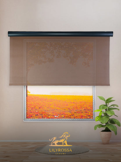 FRAME ORANGE-GREY ZIP SCREEN ROLLER BLINDS