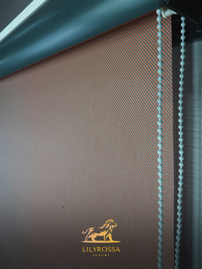 FRAME ORANGE-GREY ZIP SCREEN ROLLER BLINDS