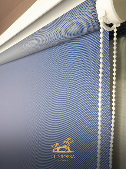 ROYAL BLUE - GREY ZIP SCREEN ROLLER BLINDS