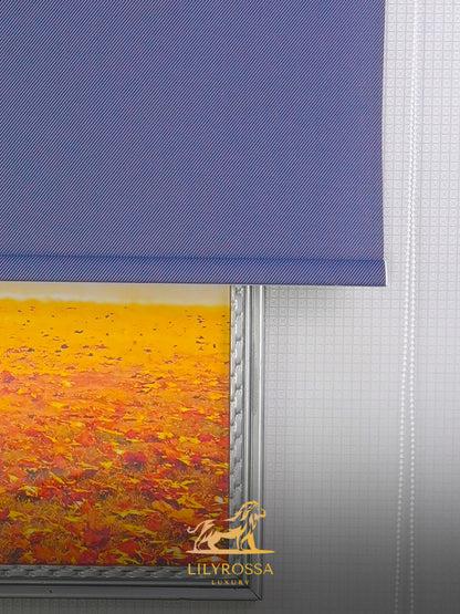 ROYAL BLUE - GREY ZIP SCREEN ROLLER BLINDS